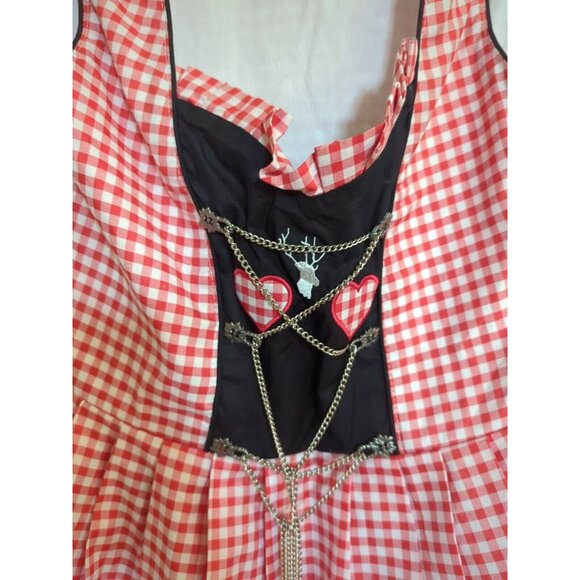 Dirndl World Bavarian Dress Womens Size 6 Red Check Oktoberfest Costume - Picture 4 of 5